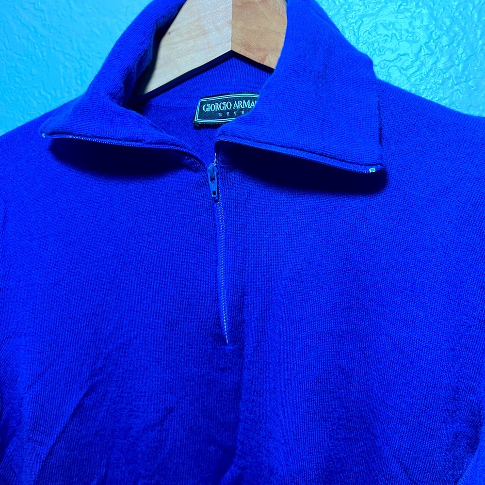 Giorgio Armani NEVE Sweater Turtleneck Men’s Royal Blue- Sz Large Vintage Italy